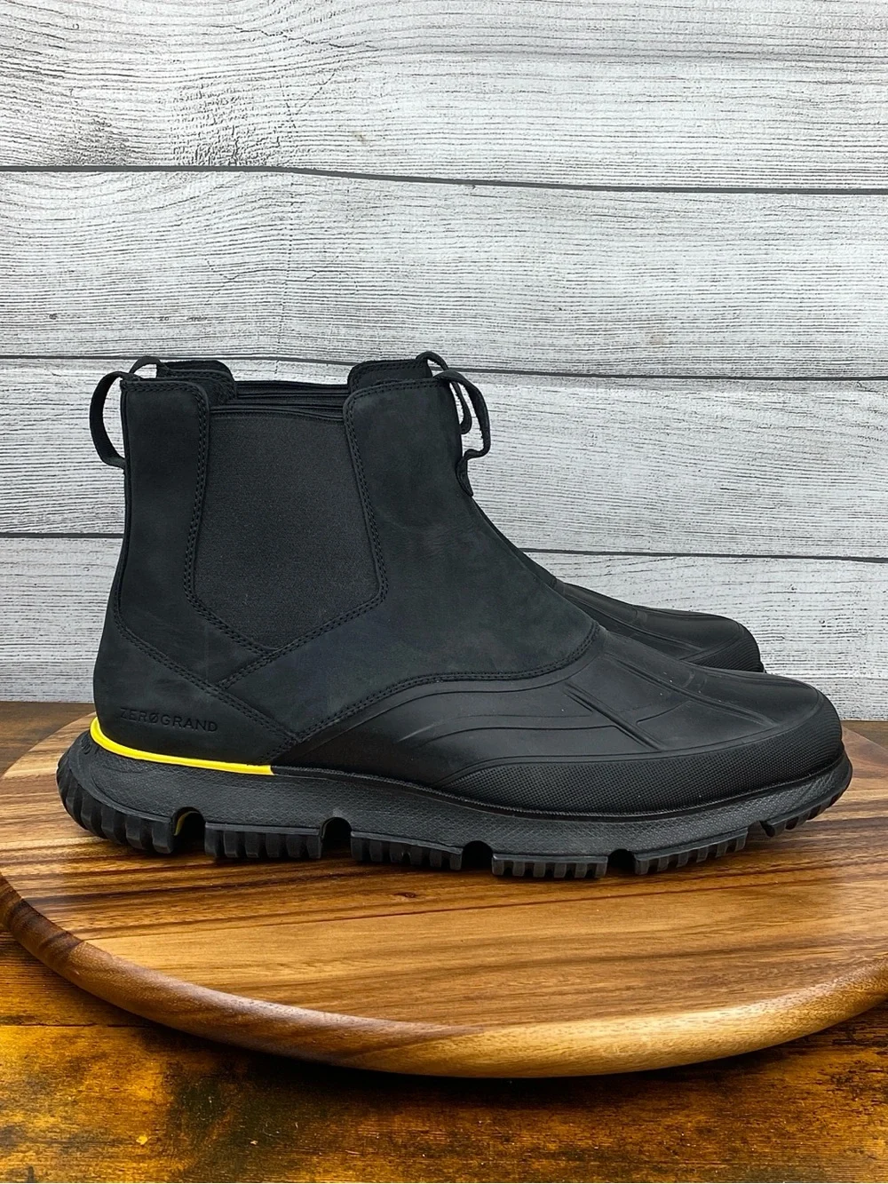Cole Haan 4.ZEROGRAND Chelsea Lightweight Black WP Rain Boot C34055 Mens Size 13